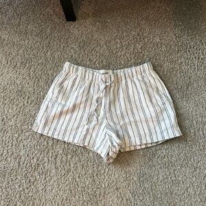 Hollister Linen Blend White Striped Shorts
